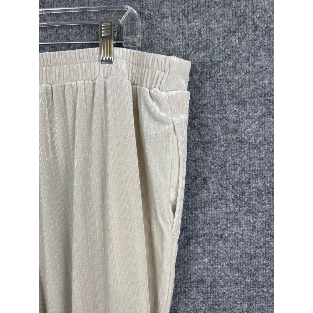 LuLaRoe Luxe Wide Leg Pants Womens XL Champagne Beige Excellent Shimmer Pleated - Picture 5 of 10